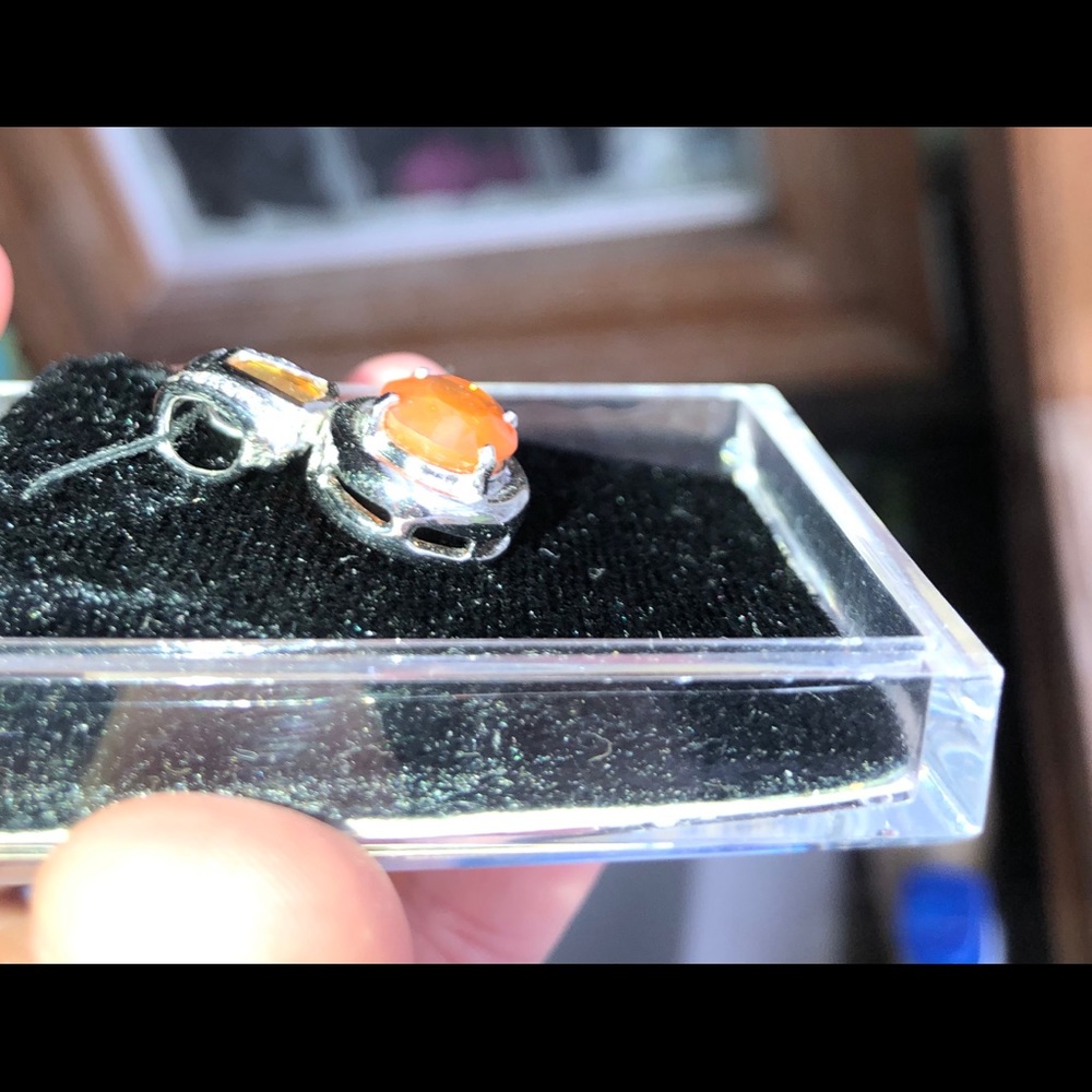 14K gold Fire Opal and Diamond Pendant - Picture 2 of 4